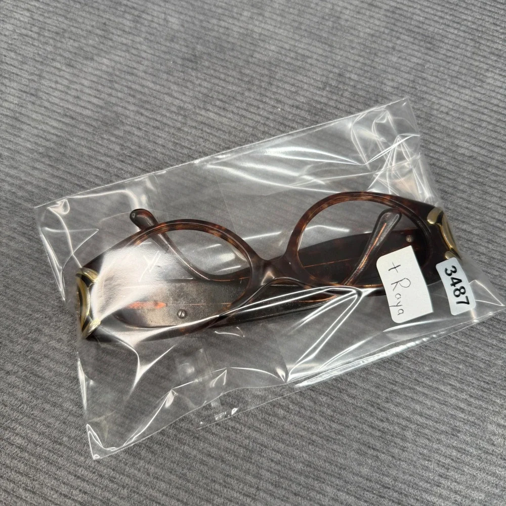 Vintage Tortoise Shell Snake Temple Y2K Eyeglasses Gold Serpent‎  Oval Frames